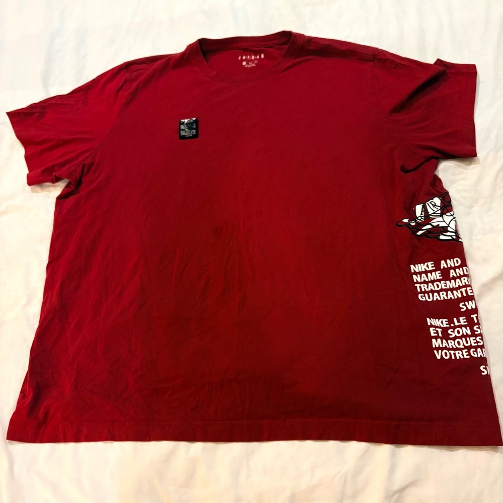 Jordan 3XL Red Short Sleeve Wings Side Graphic T-Shirt Nike Air Upside Down Tag